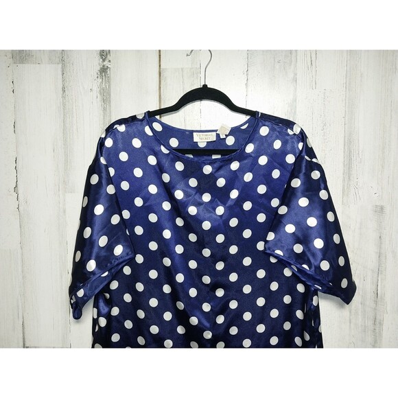 Victoria’s Secret Polka Dot Silky Nightie Bkue Polka Dot Gold Label Small - Picture 3 of 6